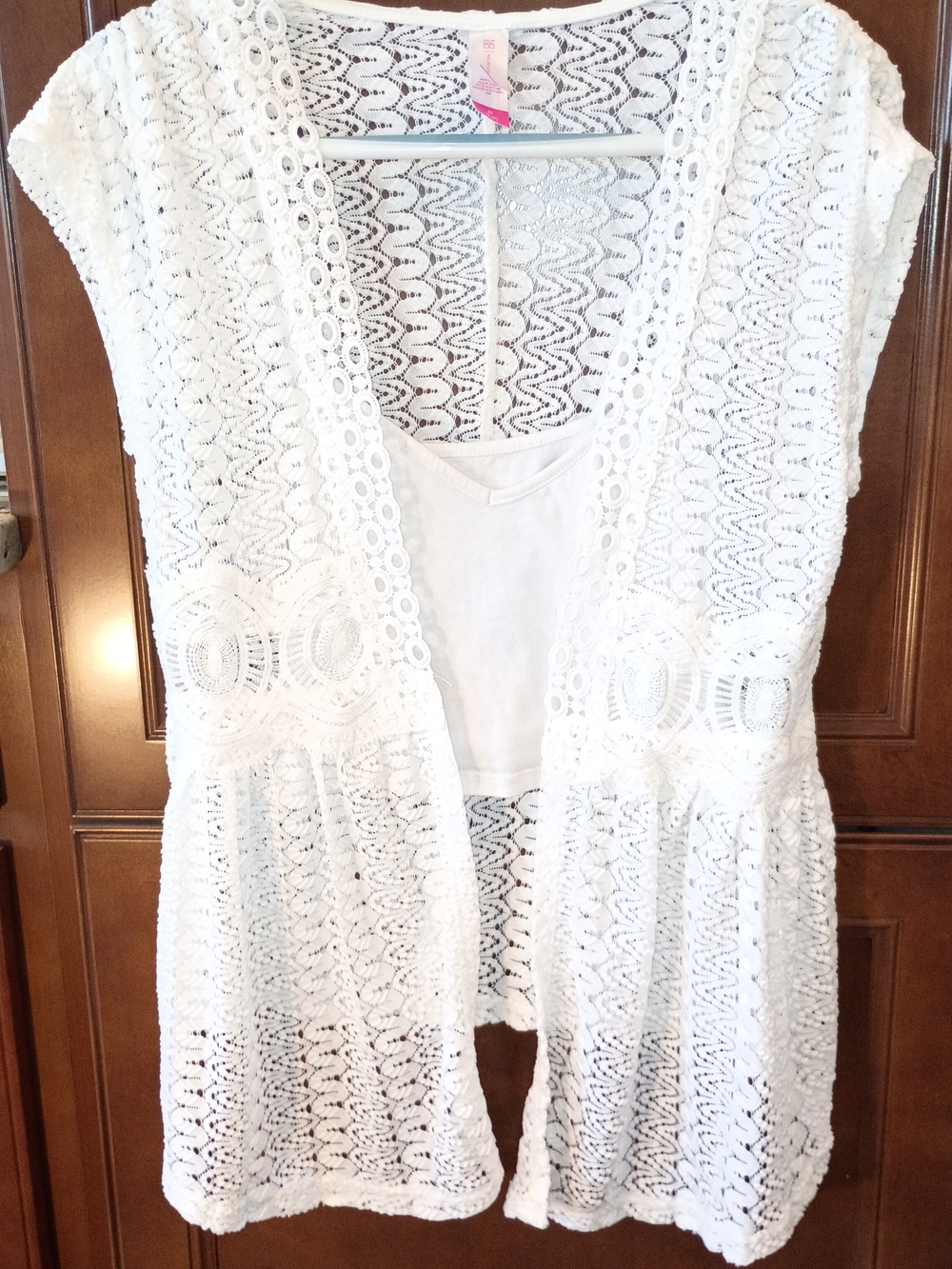 No Boundaries White Crochet Cover-up And White Cropped Cami